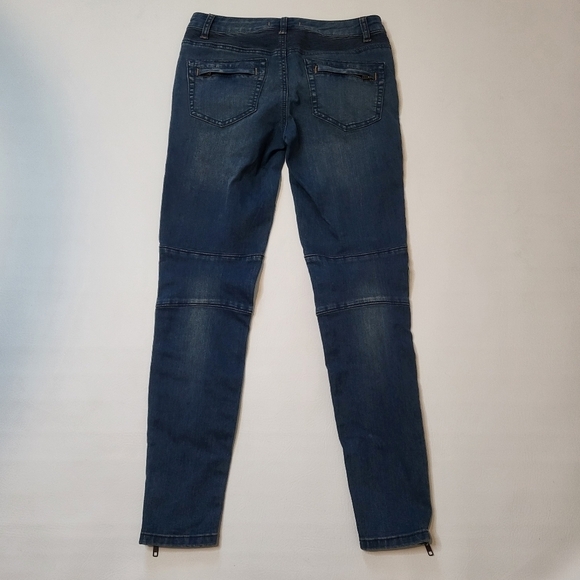Free People Jeans Skinny Moto Style Zippered Pockets Ankles Dark Wash Waist 28 - Picture 5 of 8